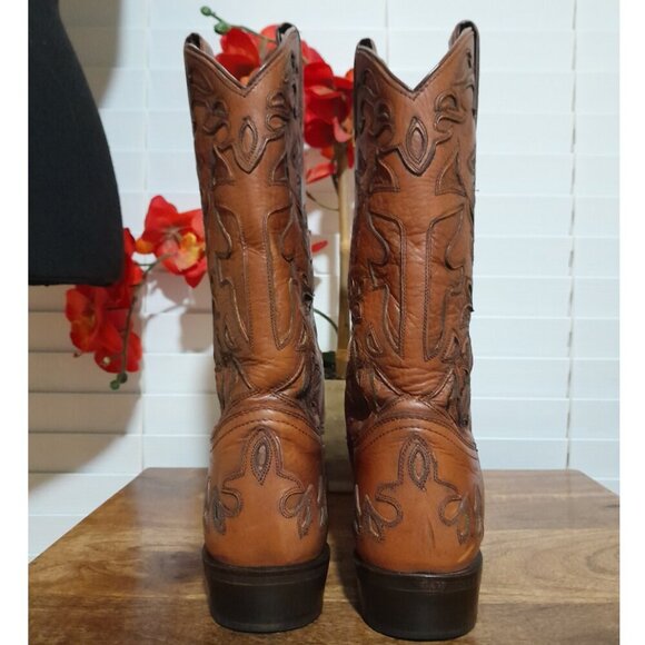 SOLD🔶️🔶️🔶️🔶🔶women's brown leather cowboy boots Frye brand pull on style 8B - Picture 7 of 12